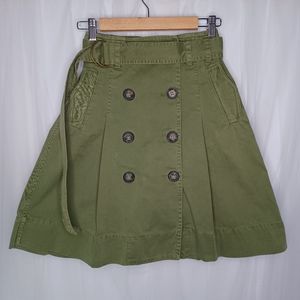 J Crew Denim Skirt with buttons, Olive Green Size 00